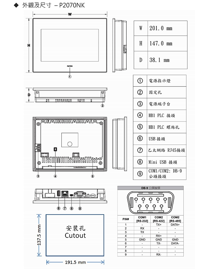 永宏人机界面 P2070NK